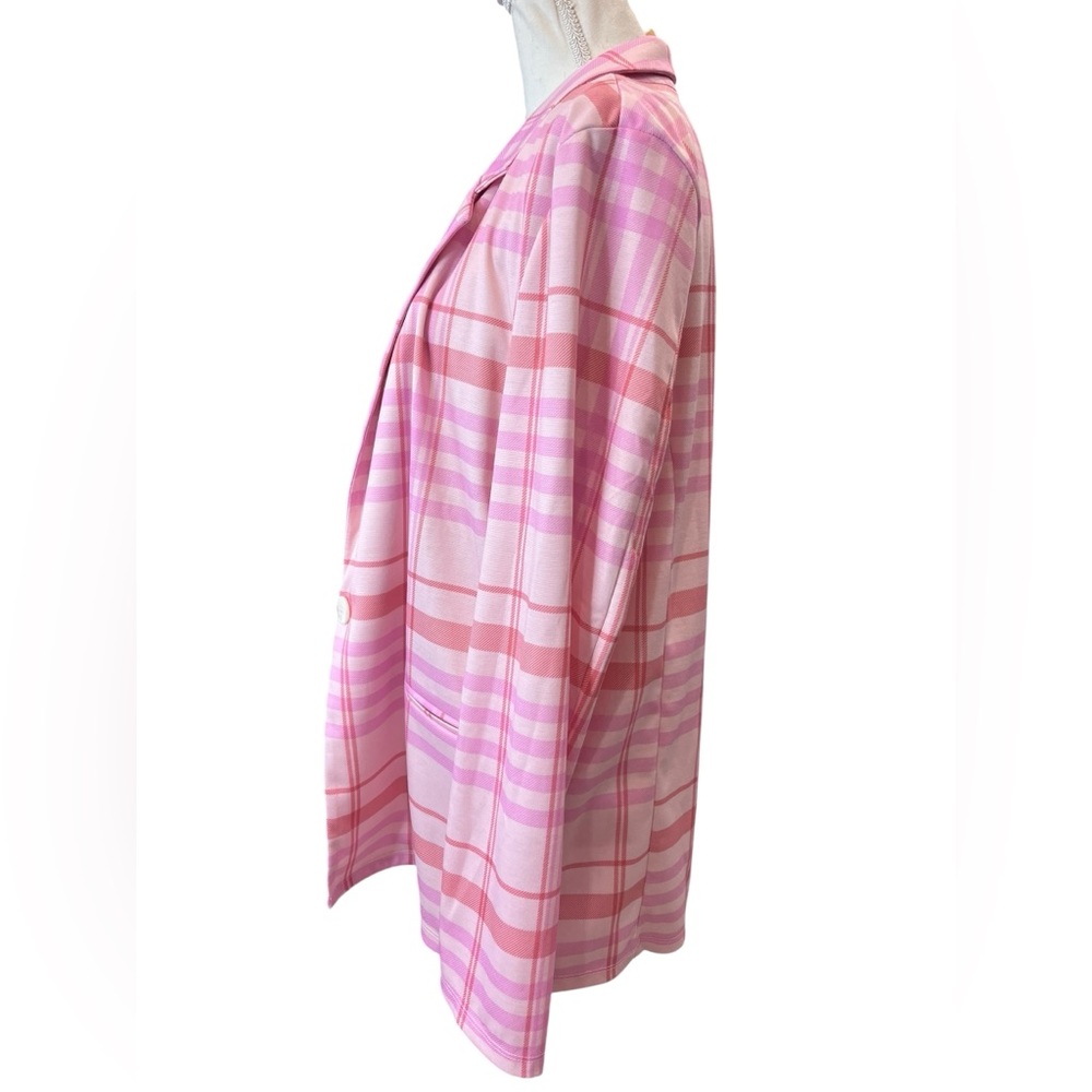ASOS Design Pink Plaid Oversized Longline Blazer US 6 Preppy Chic - Picture 4 of 9